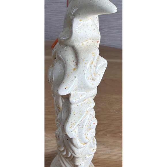 Pair Of 12" Tall Cream/yellow/orange Speckle MCM Rooster And Hen (hen Damaged) - Picture 9 of 16